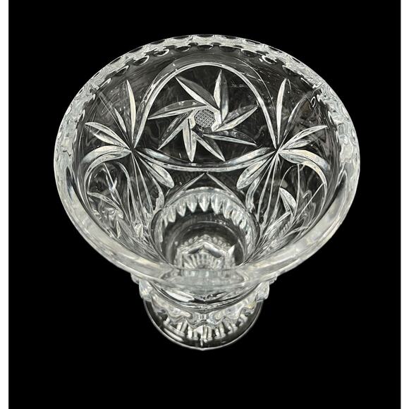 Vase Thick Pressed Glass Trumpet Pinwheel Design 8.5" Footed Heavy Home Decor - Picture 9 of 12